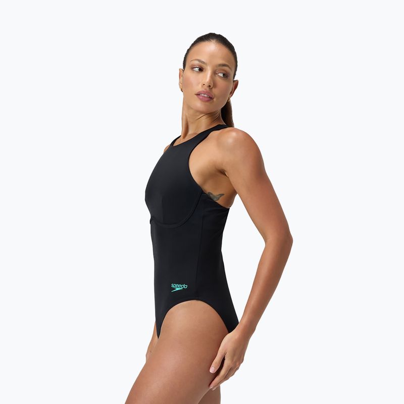 Costum de baie întreg pentru femei Speedo Racer Zip with Built in Swim Bra anthracite anthracite 8