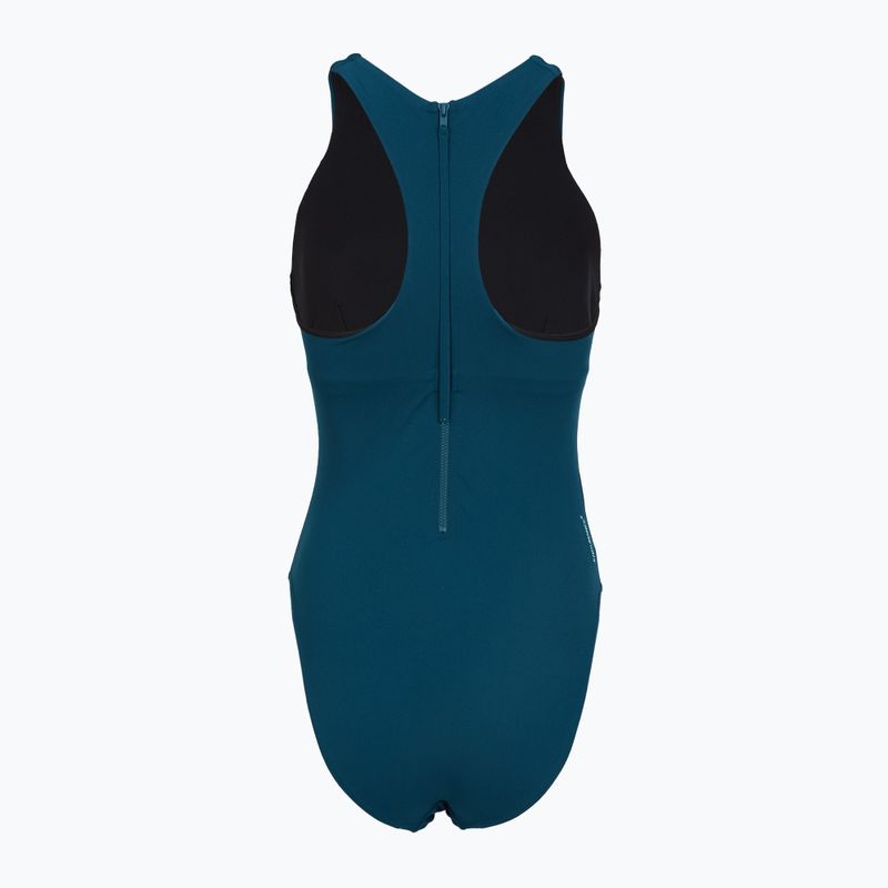 Costum de baie întreg pentru femei Speedo Racer Zip with Built in Swim Bra dark teal 2