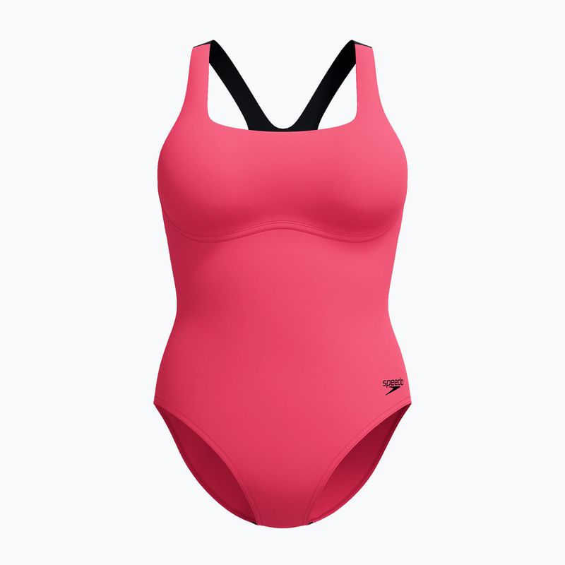 Costum de baie întreg pentru femei Speedo Flex Band with Swim Bra raspbery fill/vermilion/punch 7