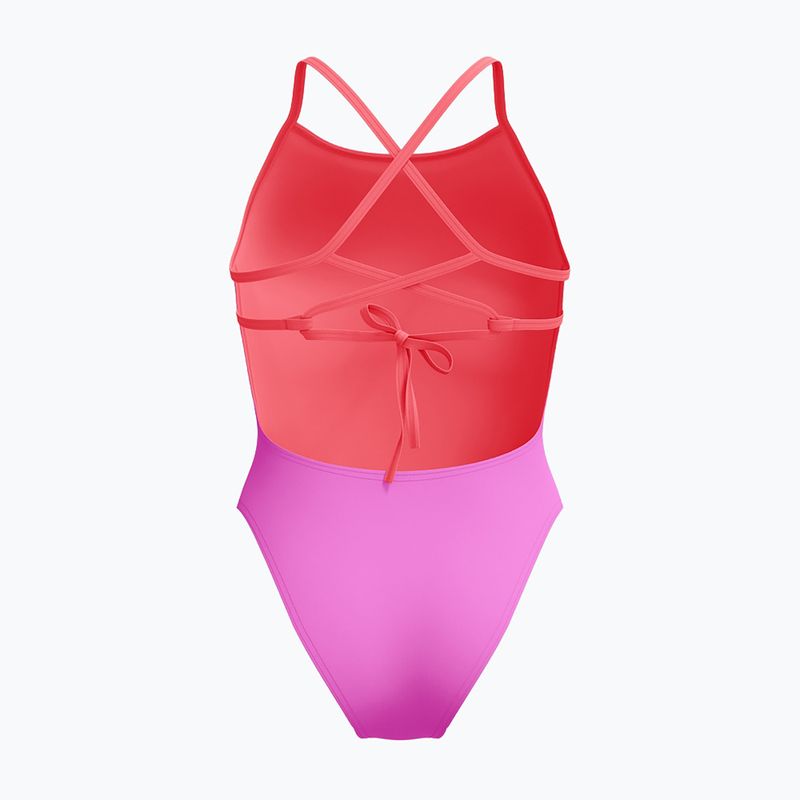 Costum de baie întreg pentru femei Speedo Solid Lattice Tie-Back neon violet 2