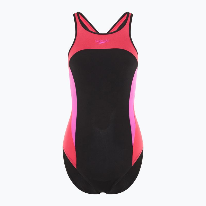 Costum de baie dintr-o piesă pentru femei Speedo High Neck Splice Cross Back raspberry fill