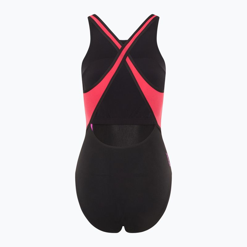 Costum de baie dintr-o piesă pentru femei Speedo High Neck Splice Cross Back raspberry fill 2