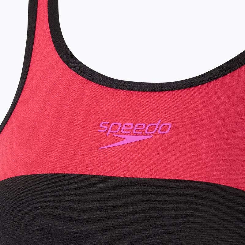 Costum de baie dintr-o piesă pentru femei Speedo High Neck Splice Cross Back raspberry fill 3