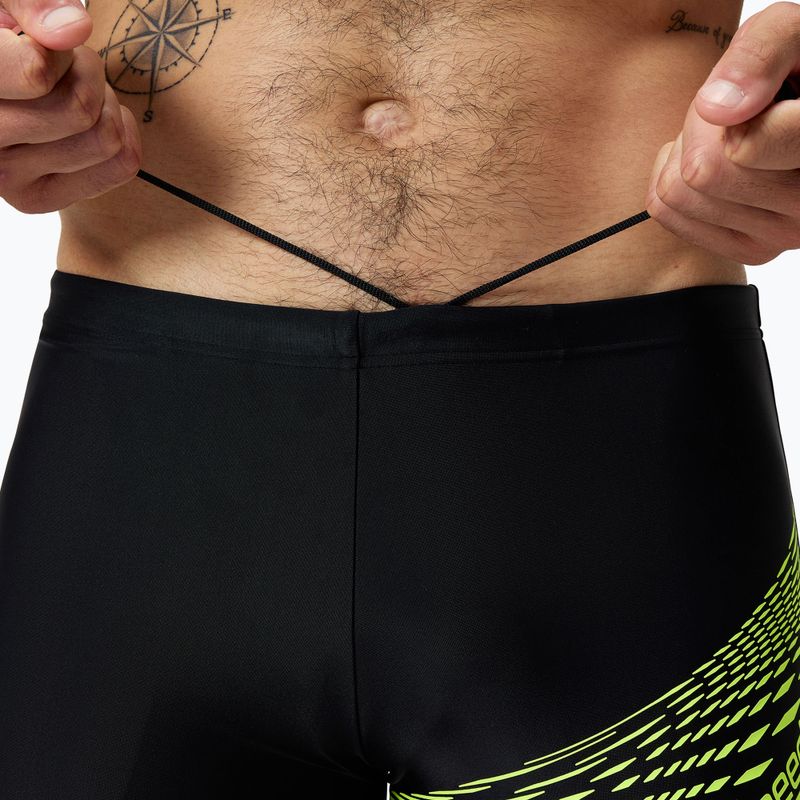 Boxeri de înot pentru bărbați Speedo Medley Logo Aquashort black/hyper yellow 4