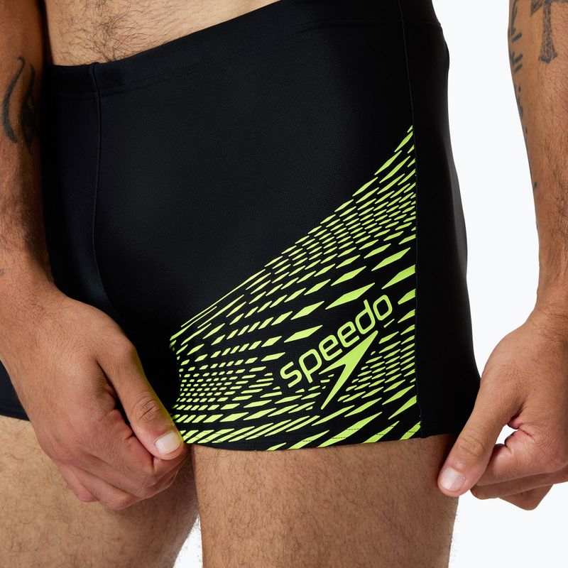 Boxeri de înot pentru bărbați Speedo Medley Logo Aquashort black/hyper yellow 3