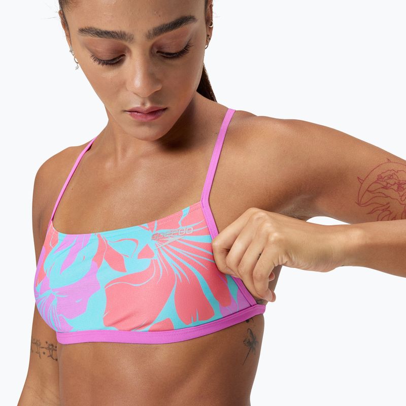 Partea de sus a costumului de înot Speedo Allover Digital Crossback Crop Top kaluna floral/arctic glass 6