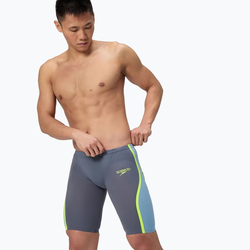 Jammeri de înot pentru bărbați Speedo Fastskin LZR Intent 2.0 Jammer gri lead/acadia blue/hyper yellow 4