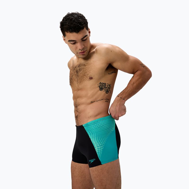 Boxeri de înot pentru bărbați Speedo Endurance+ MAX Splice Aquashort negru/gem turcoaz 4