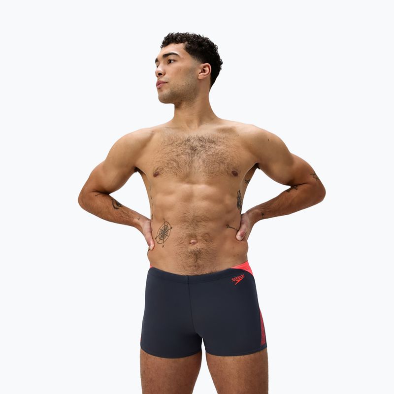Boxeri de înot pentru bărbați Speedo Hyper Boom Splice gri plumb/coral neon
