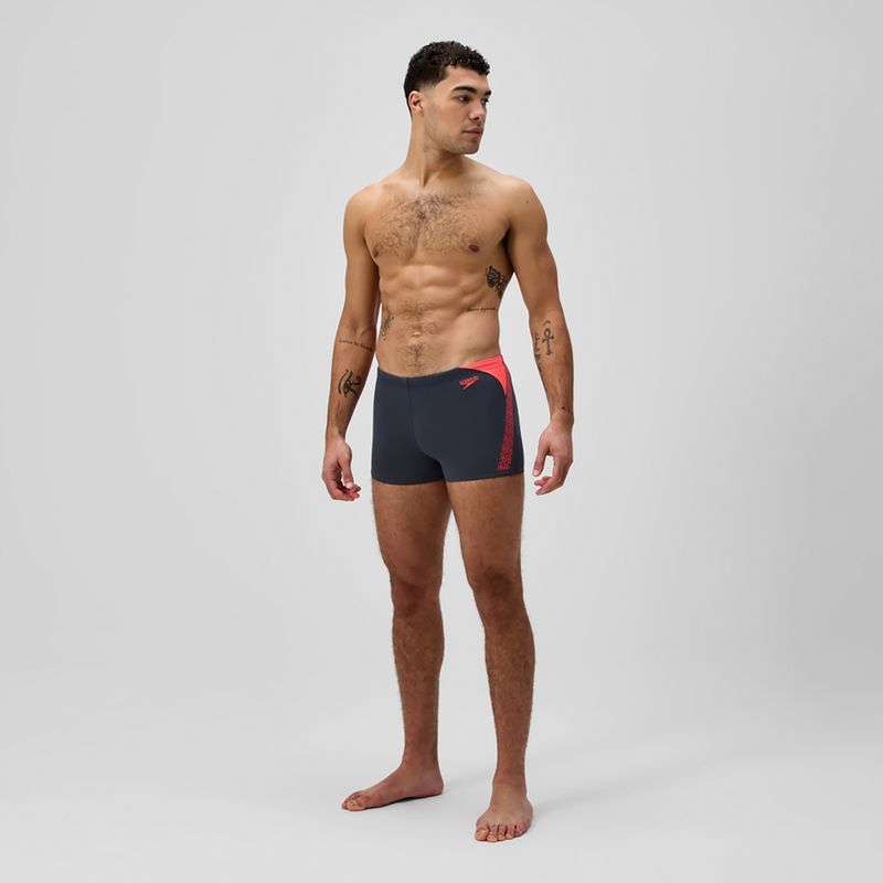 Boxeri de înot pentru bărbați Speedo Hyper Boom Splice gri plumb/coral neon 2