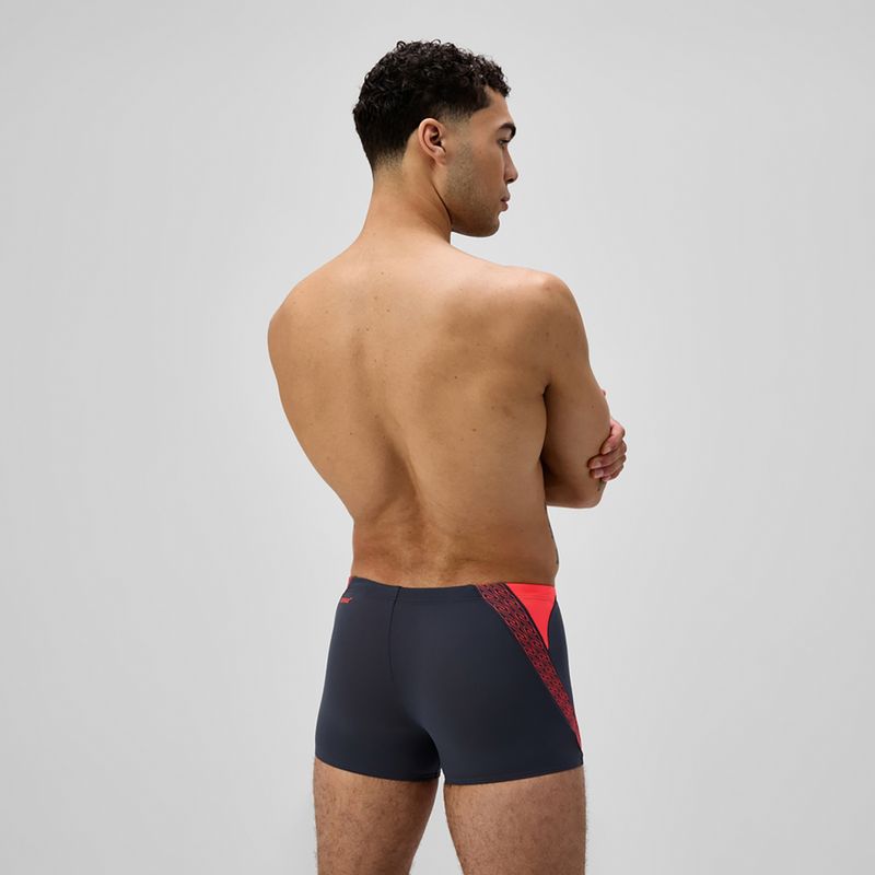 Boxeri de înot pentru bărbați Speedo Hyper Boom Splice gri plumb/coral neon 3
