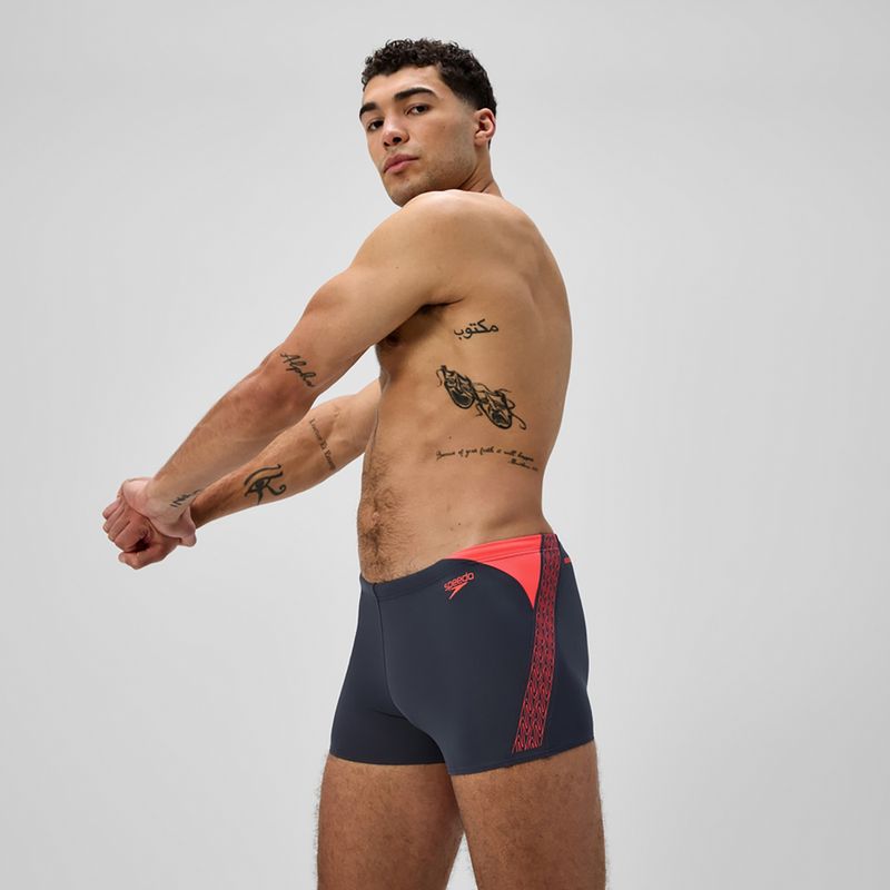 Boxeri de înot pentru bărbați Speedo Hyper Boom Splice gri plumb/coral neon 4