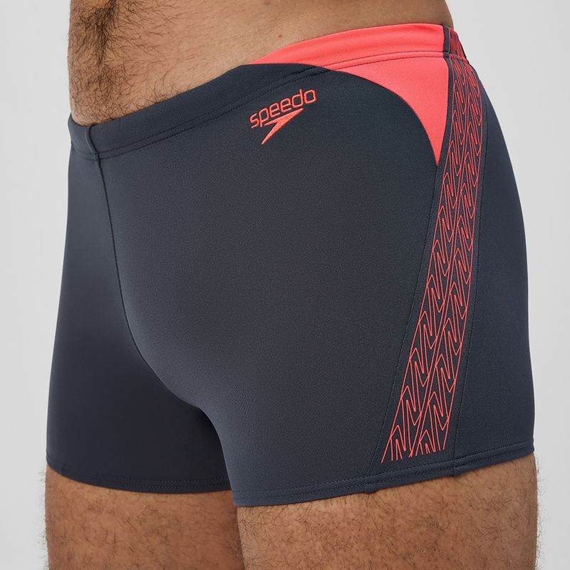 Boxeri de înot pentru bărbați Speedo Hyper Boom Splice gri plumb/coral neon 5