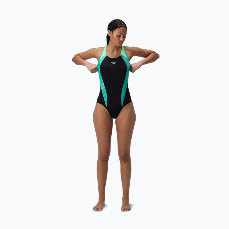 Costum de baie întreg pentru femei Speedo Placement Laneback turquoise gem 2