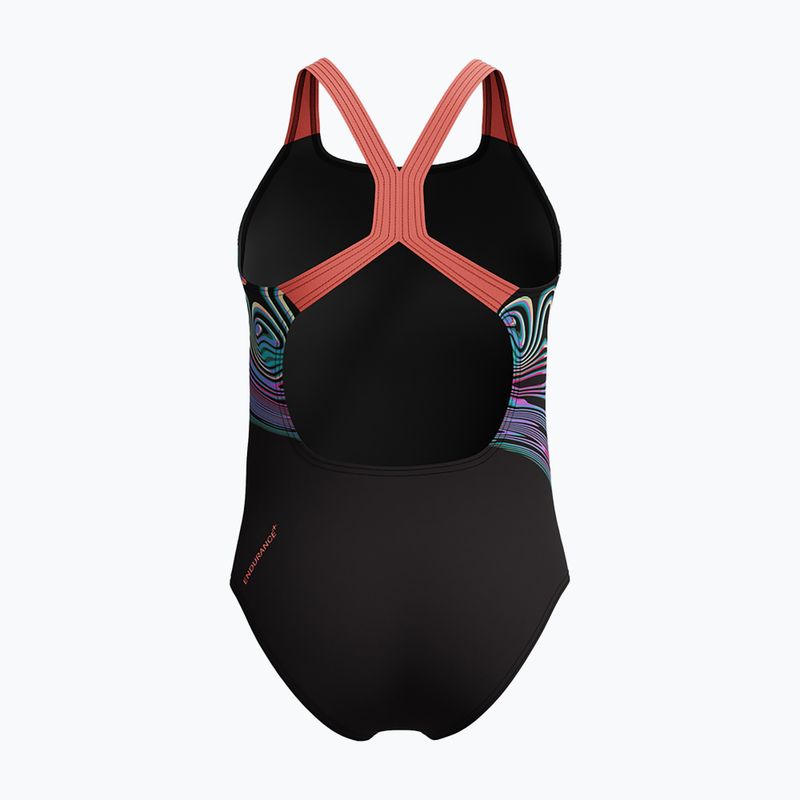Costum de baie întreg pentru copii Speedo Digital Placement Powerback coral neon 2