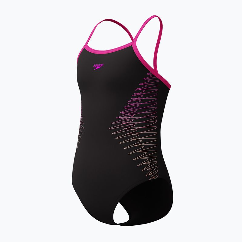 Costum de baie întreg pentru copii Speedo Platisol Placement Thinstrap Muscleback flare roz 3