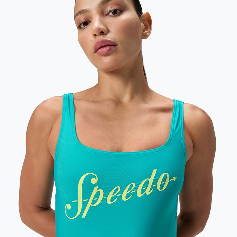 Costum de baie întreg pentru femei Speedo Logo Square Back turquoise gem 5