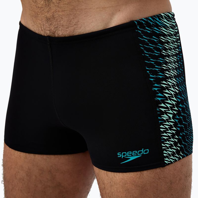 Boxeri de înot pentru bărbați Speedo Endurance+ Tech Panel Aquashort negru/turcoaz gem 5