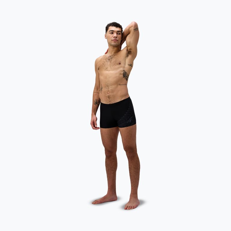 Boxeri de înot pentru bărbați Speedo Medley Logo Aquashort negru/gri plumb 2