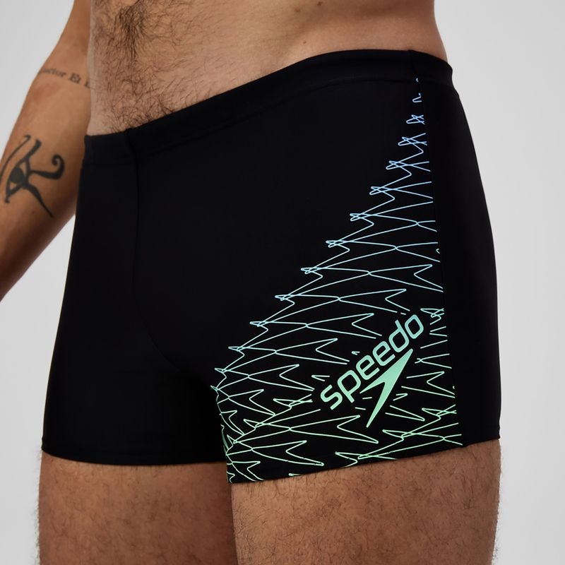 Boxeri de înot pentru bărbați Speedo Medley Logo Aquashort negru/verde alfalfa 5