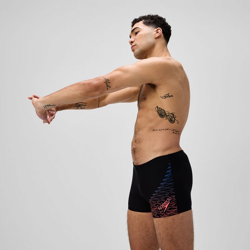 Boxeri de înot pentru bărbați Speedo Medley Logo Aquashort negru/coral neon 4