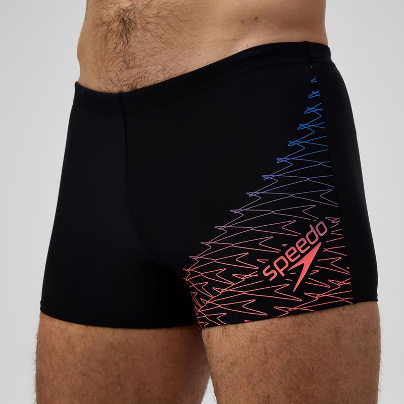 Boxeri de înot pentru bărbați Speedo Medley Logo Aquashort negru/coral neon 5