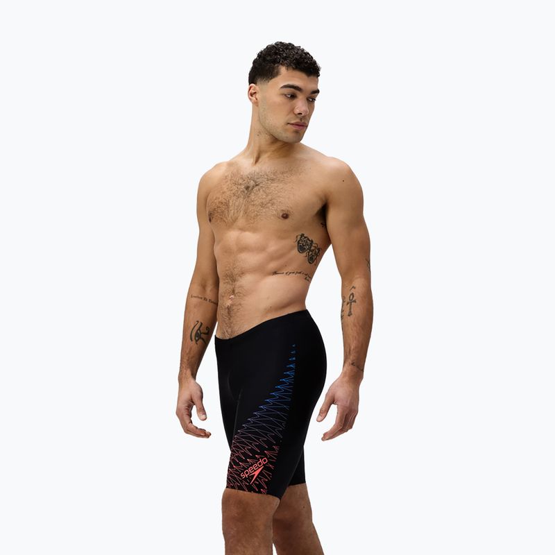 Jammeri de înot pentru bărbați Speedo Medley Logo Jammer negru/coral neon 4