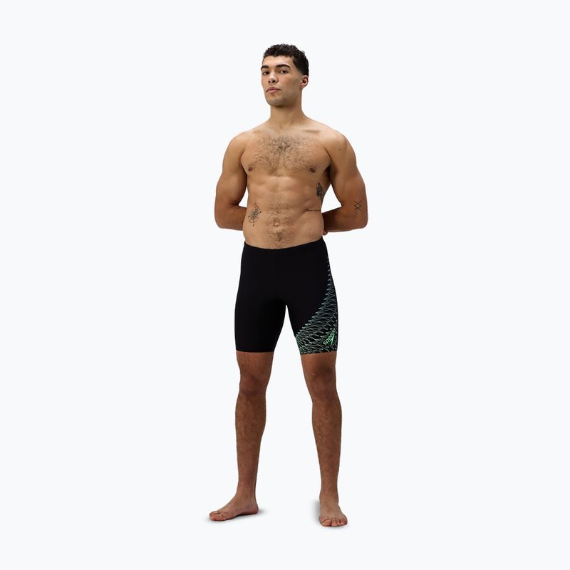 Jammere de înot pentru bărbați Speedo Medley Logo Jammer negru/verde alfalfa 2