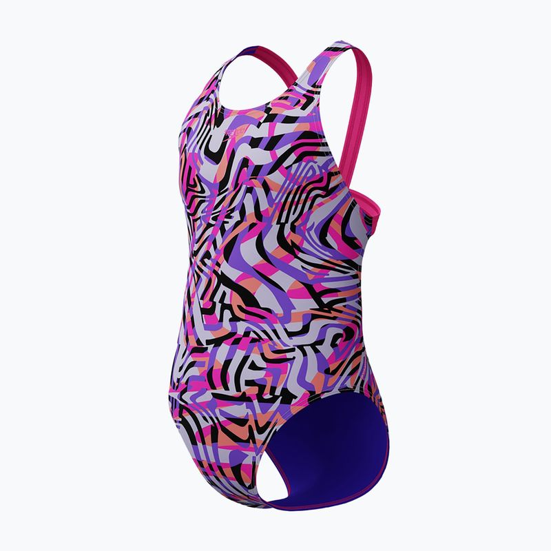 Costum de baie întreg pentru copii Speedo Digital Allover Leaderback flare roz 3