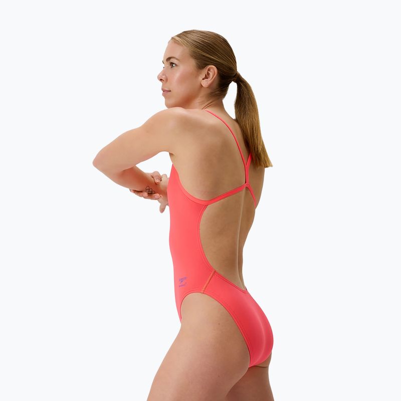 Costum de baie întreg pentru femei Speedo FL Solid V-Back coral neon 3