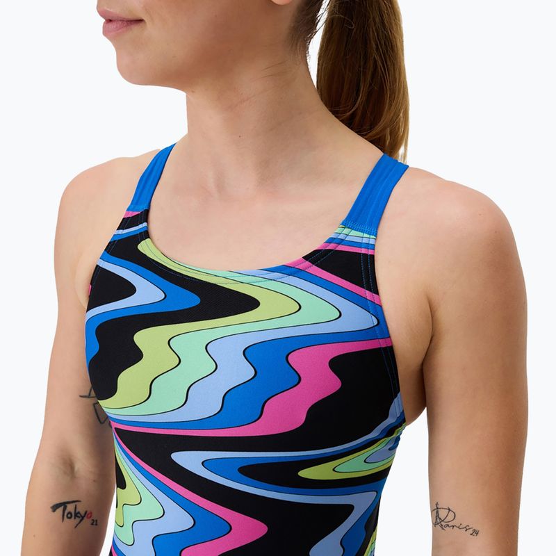 Costum de baie întreg pentru femei Speedo FL Printed Leaderback ripple melody/lagoon blue 4