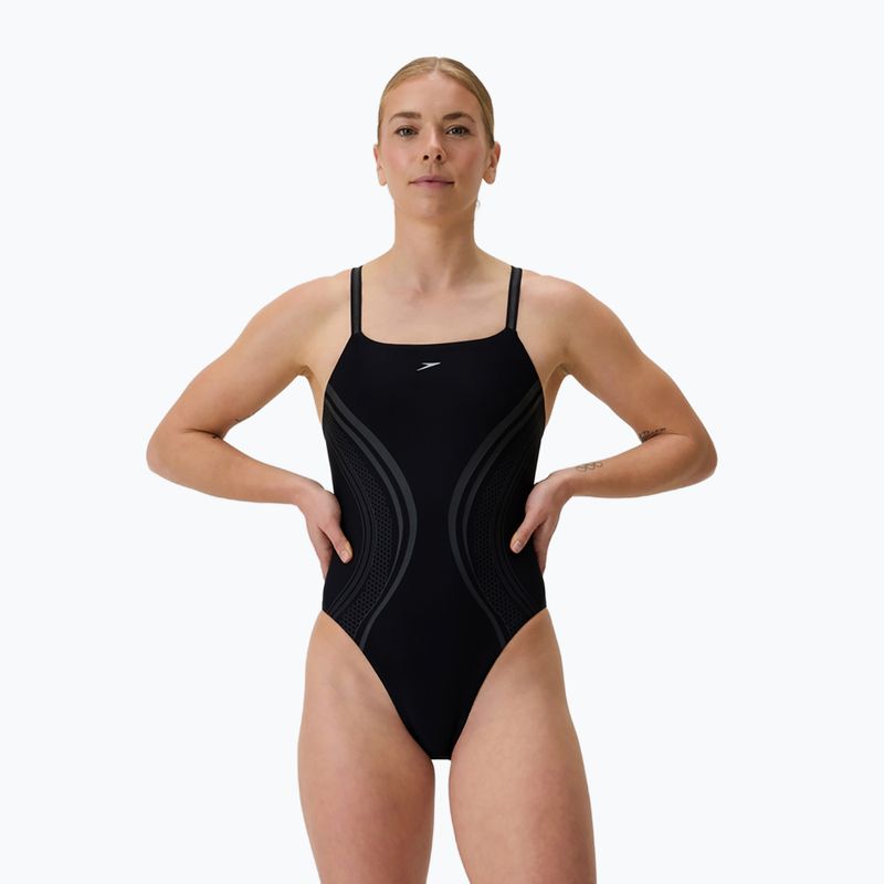 Costum de baie întreg pentru femei Speedo Printed Active Back negru