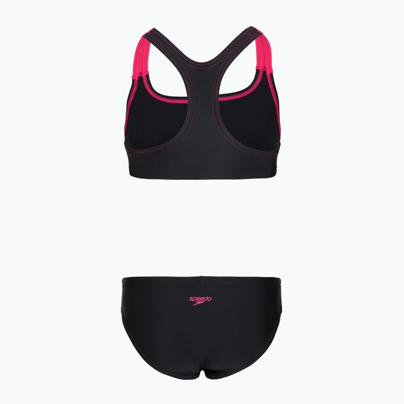Costum de baie din două piese pentru copii Speedo Medley Logo Racerback 2pc anthracite/pink 2