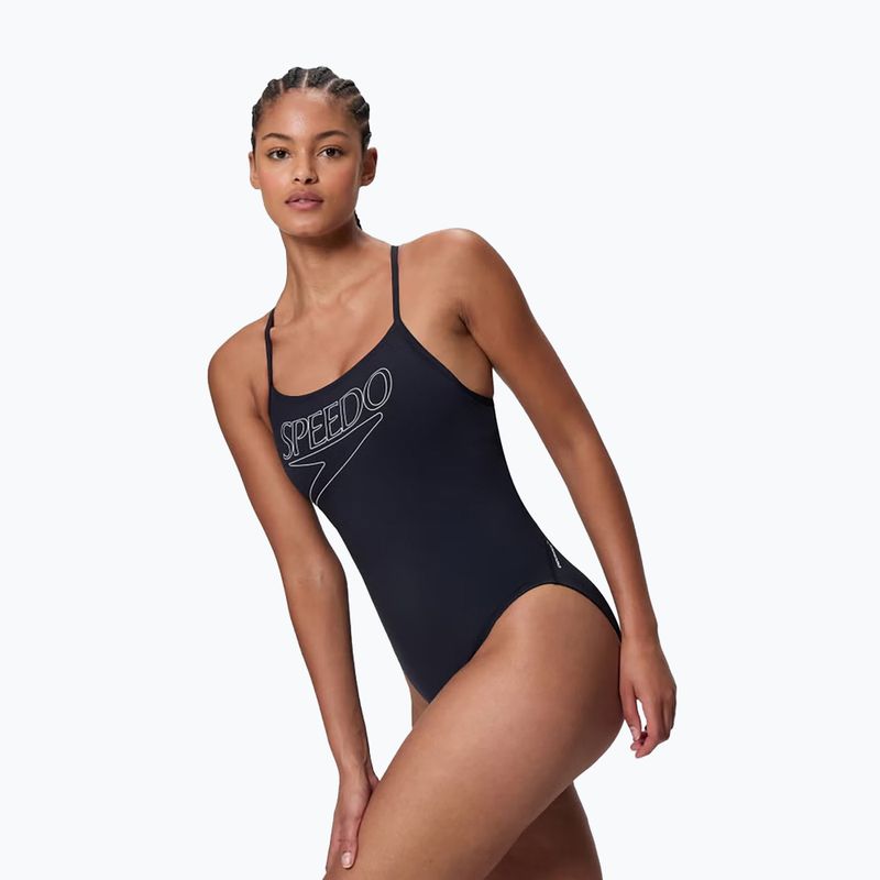 Costum de înot întreg pentru femei Speedo Endurance+ Logo Thin Strap anthracite 3