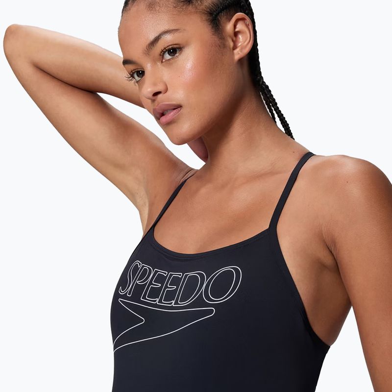 Costum de înot întreg pentru femei Speedo Endurance+ Logo Thin Strap anthracite 4