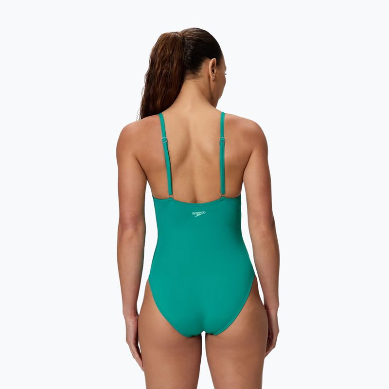 Costum de înot întreg pentru femei Speedo Solid V-Neck peacock teal 2