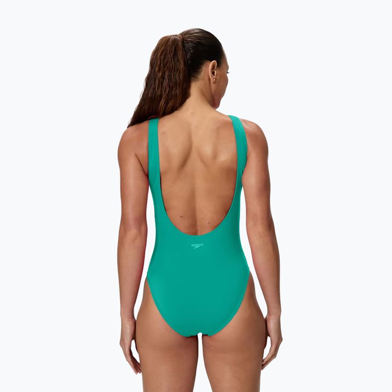 Costum de înot întreg pentru femei Speedo Solid High Neck peacock teal 2