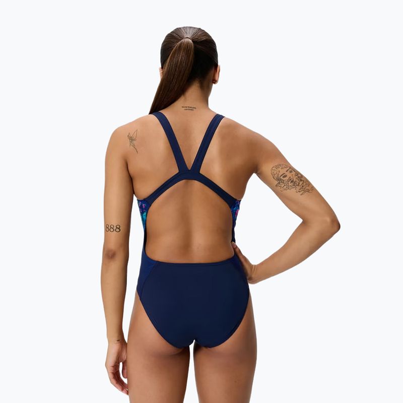 Costum de înot întreg pentru femei Speedo Placement Printed Leaderback pixel pool/navy 2