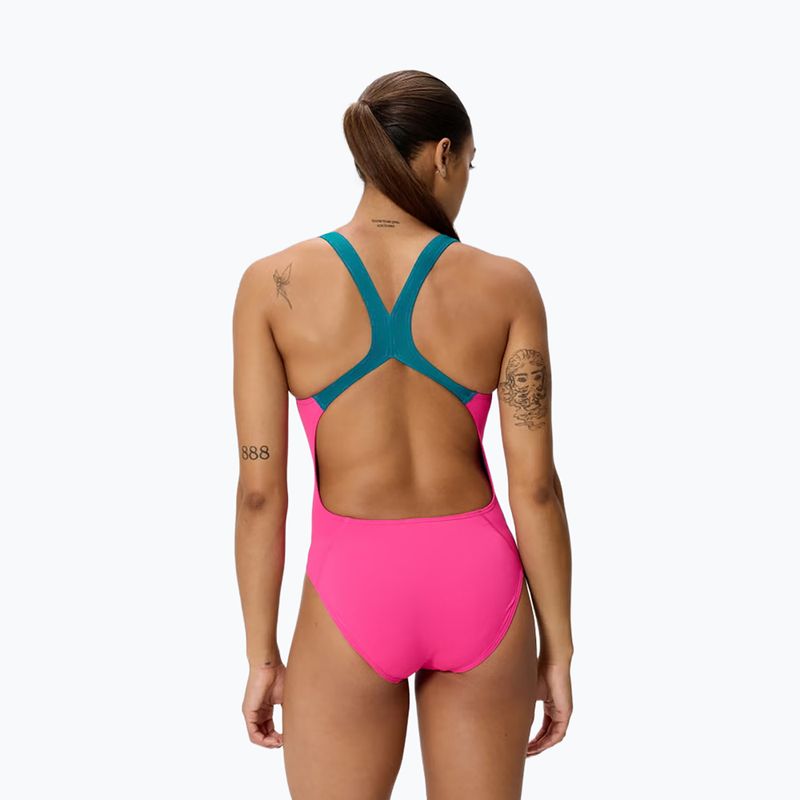 Costum de înot întreg pentru femei Speedo Solid Powerback punchy pink 2