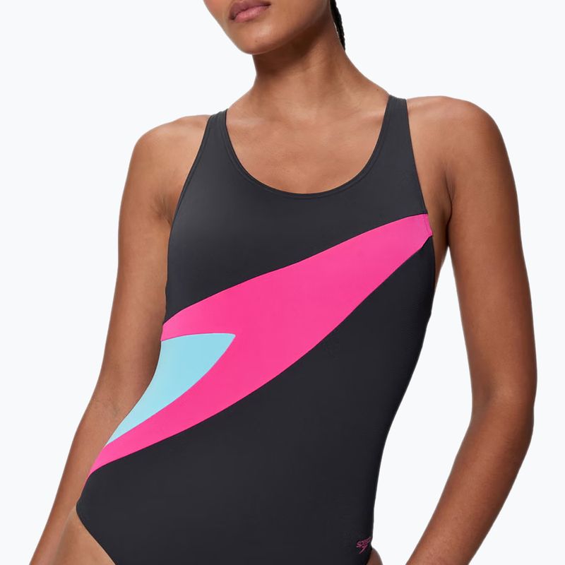 Costum de înot întreg pentru femei Speedo Hyperboom Butterfly Back anthracite/margarita pink 4