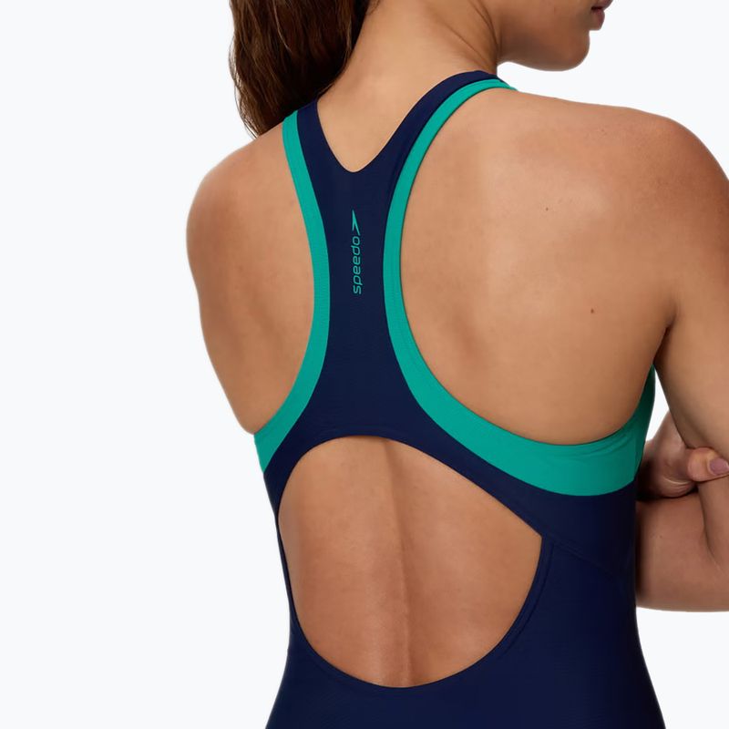 Costum de înot întreg pentru femei Speedo Colorblock Racerback peacoat/peacock teal 4
