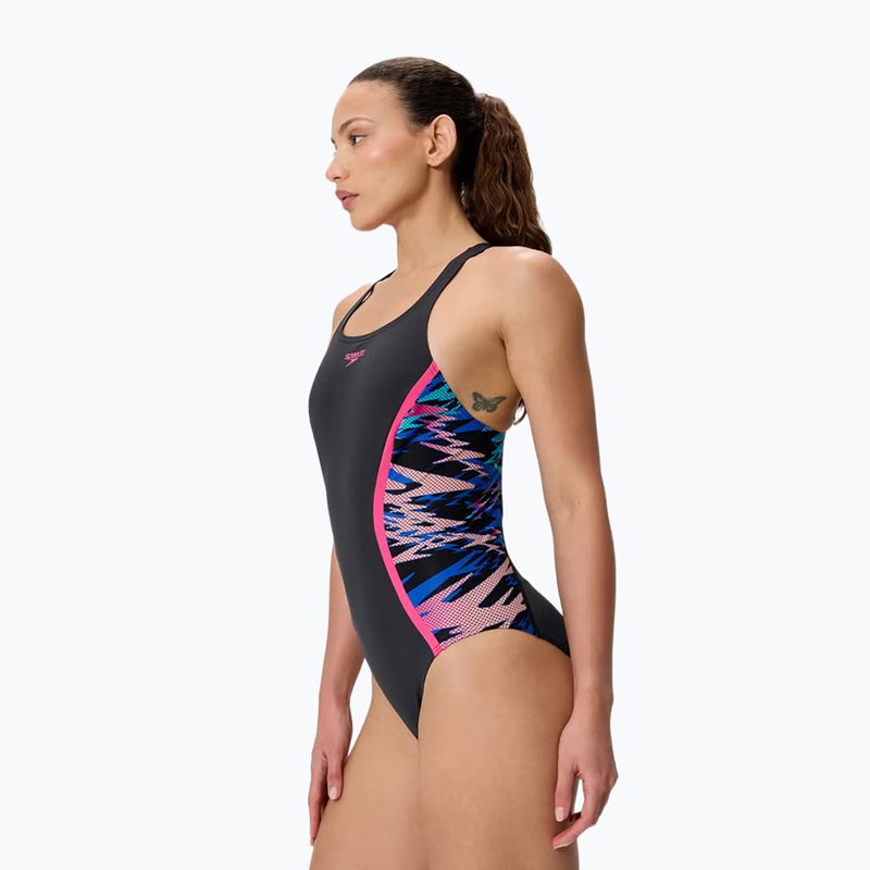Costum de înot întreg pentru femei Speedo Hyperboom Splice Muscleback anthracite/margarita pink 3