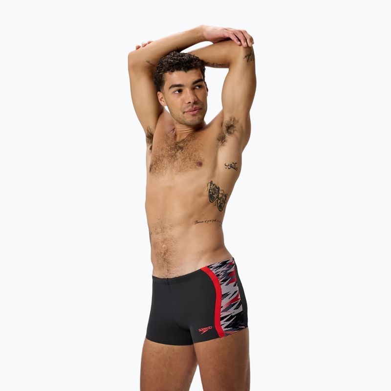 Boxeri de înot Speedo Hyperboom Splice Aquashort anthracite/high risk red 3