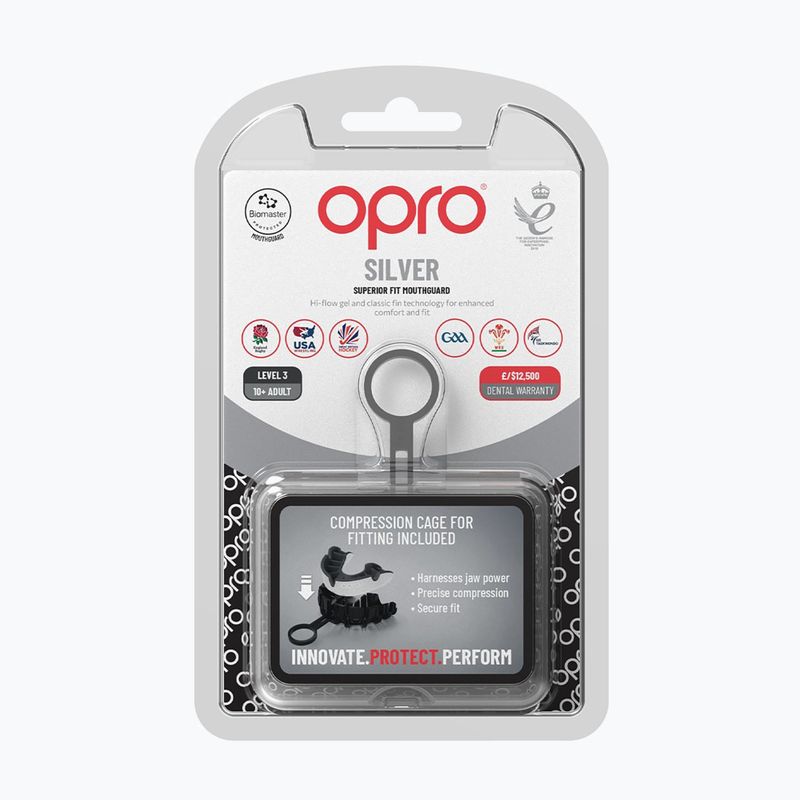Protector maxilar Opro Silver black/white/white 2