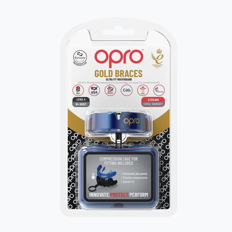 Protector de maxilar Opro Gold Braces albastru 2
