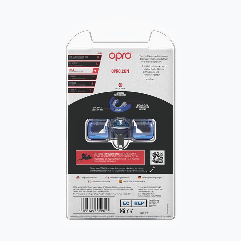 Protector de maxilar Opro Gold Braces albastru 3