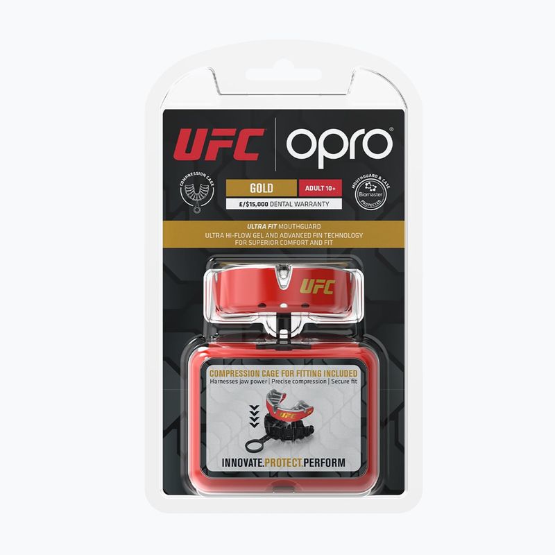 Protector maxilar Opro UFC Gold GEN2 red/silver/gold 2