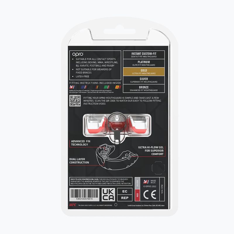 Protector maxilar Opro UFC Gold GEN2 red/silver/gold 3