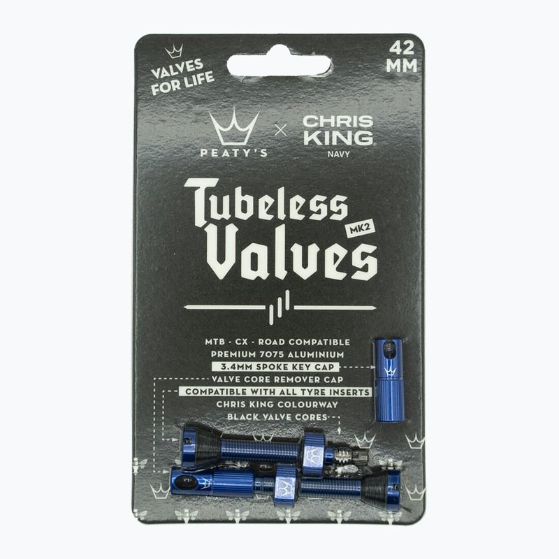 Set de supape presta Peaty's X Chris King MK2 Tubeless Valves 42 mm navy 2
