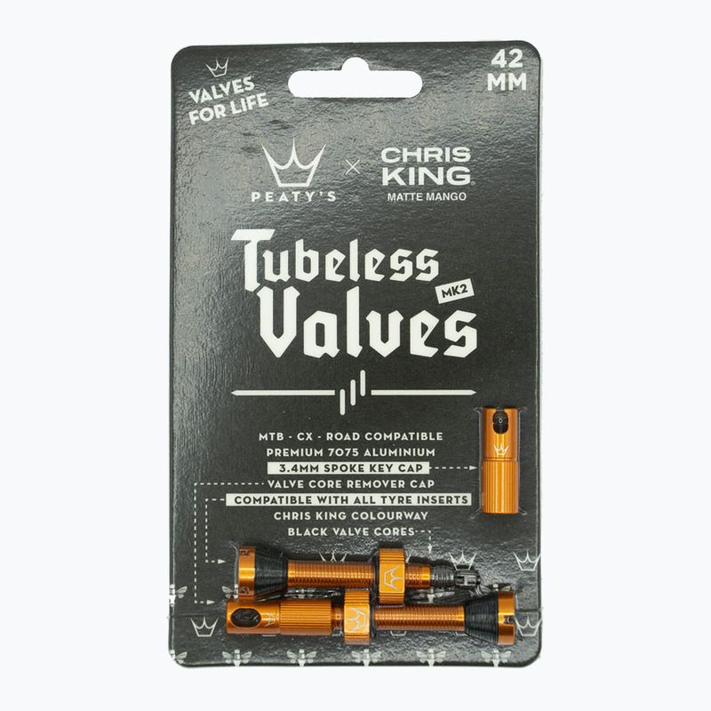 Set de supape presta Peaty's X Chris King MK2 Tubeless Valves 42 mm mango 2